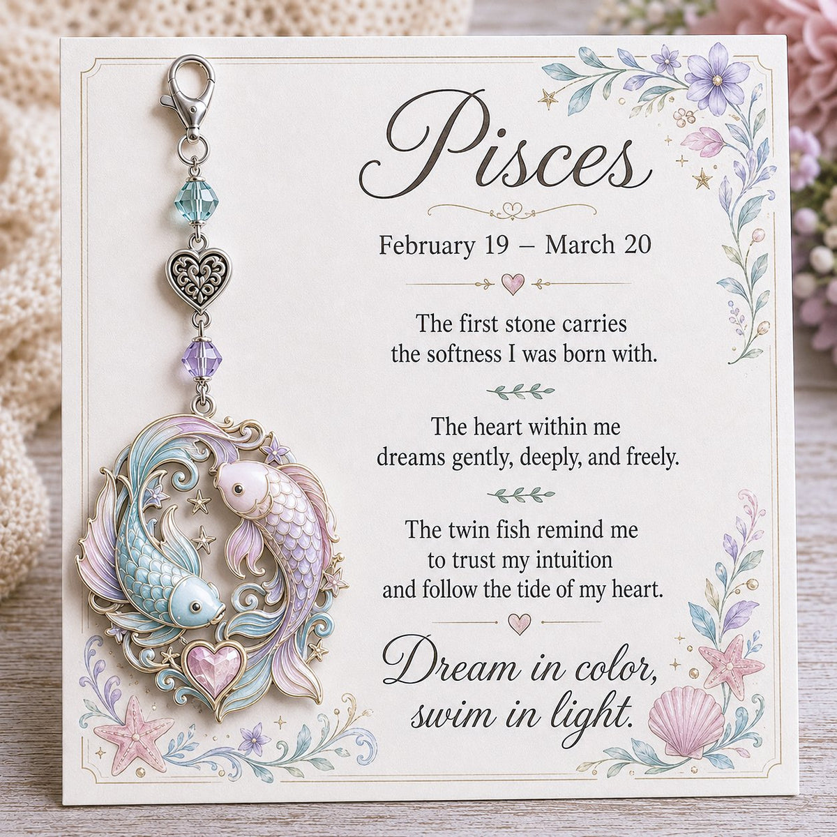 🌙12 Zodiac Birthstone Charm-minneskort