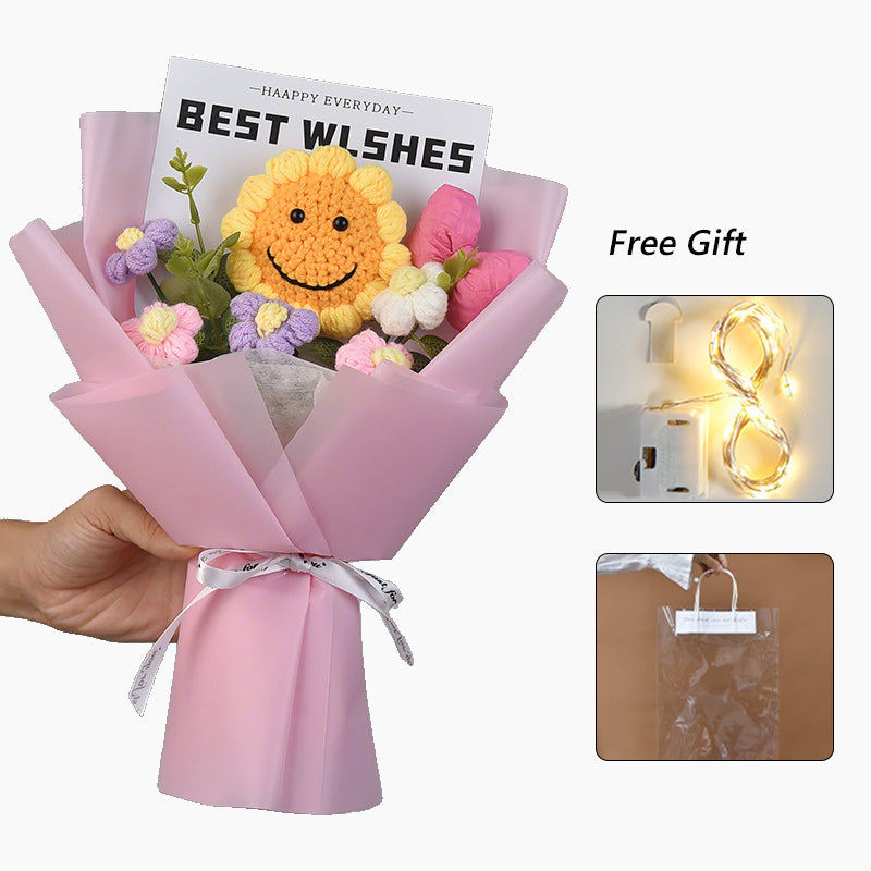 Handmade Crochet Sunflower Bouquet Cute Artificial Flower Arrangement