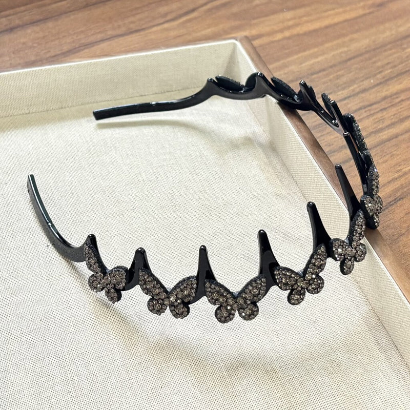Women's Sparkling Butterfly Wave Headband – Volumizing Effect for a High Crown & Face-Washing Clip