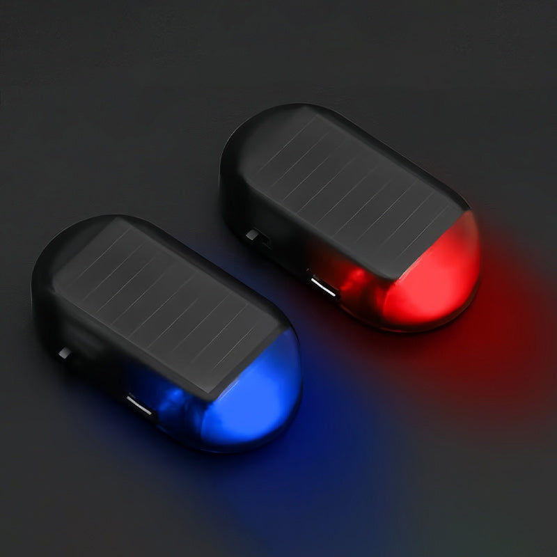 🚗 Solcellsdriven LED-varningslampa för bil – smart stöldskydd med blinkande ljus