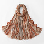 Ethnic Rainbow Tie-Dye Rayon Wrinkled Versatile Long Scarf - Bohemian Chic Hijab & Shawl