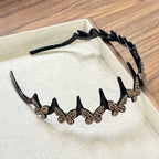 Women's Sparkling Butterfly Wave Headband – Volumizing Effect for a High Crown & Face-Washing Clip