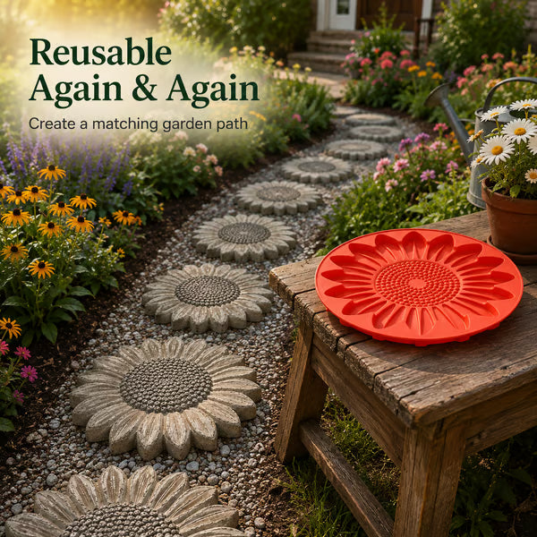 🌻 Turn Concrete Into Garden Sunshine! DIY Sunflower Stepping Stone Mold ￡14.99 ✨