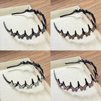 Women's Sparkling Butterfly Wave Headband – Volumizing Effect for a High Crown & Face-Washing Clip