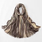 Ethnic Rainbow Tie-Dye Rayon Wrinkled Versatile Long Scarf - Bohemian Chic Hijab & Shawl