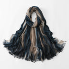 Ethnic Rainbow Tie-Dye Rayon Wrinkled Versatile Long Scarf - Bohemian Chic Hijab & Shawl