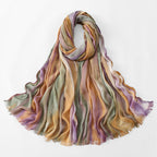 Ethnic Rainbow Tie-Dye Rayon Wrinkled Versatile Long Scarf - Bohemian Chic Hijab & Shawl