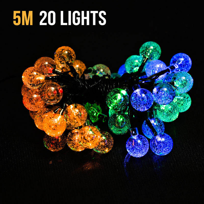 LED Solar Bubble String Lights Outdoor Waterproof Garden Lawn Holiday