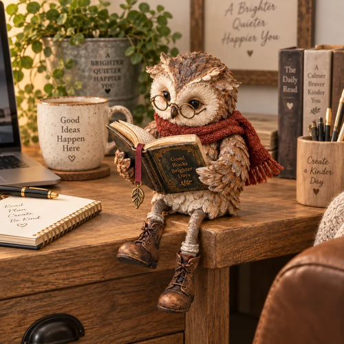 👉 📚🦉 Läsande ugglefigur