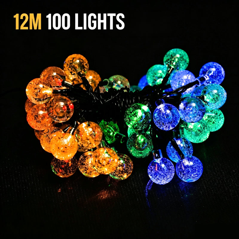LED Solar Bubble String Lights Outdoor Waterproof Garden Lawn Holiday