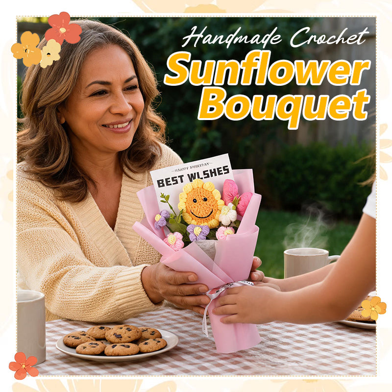 Handmade Crochet Sunflower Bouquet Cute Artificial Flower Arrangement