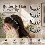 Women's Sparkling Butterfly Wave Headband – Volumizing Effect for a High Crown & Face-Washing Clip