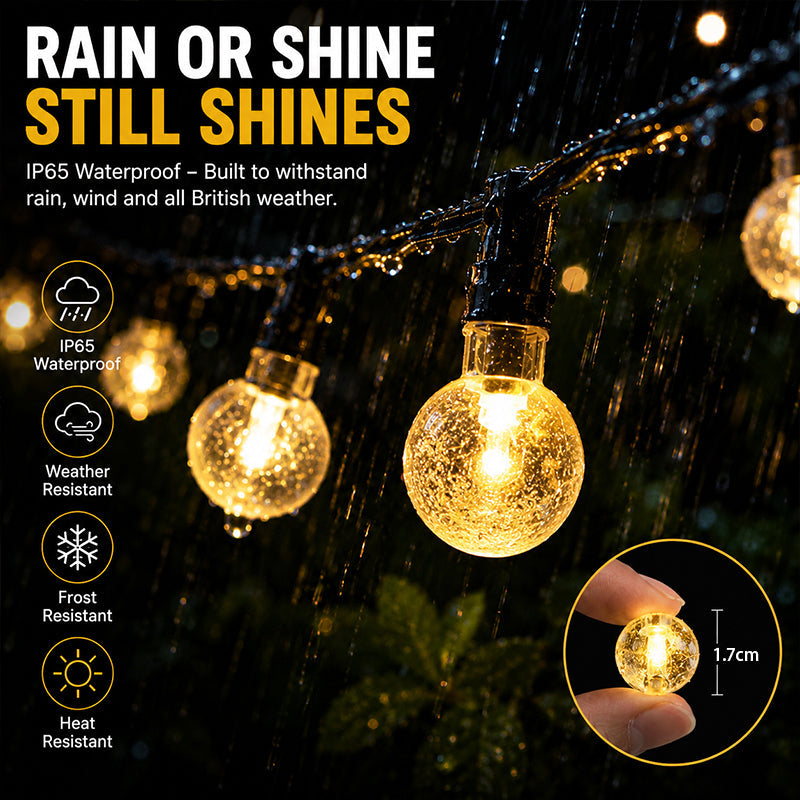 LED Solar Bubble String Lights Outdoor Waterproof Garden Lawn Holiday