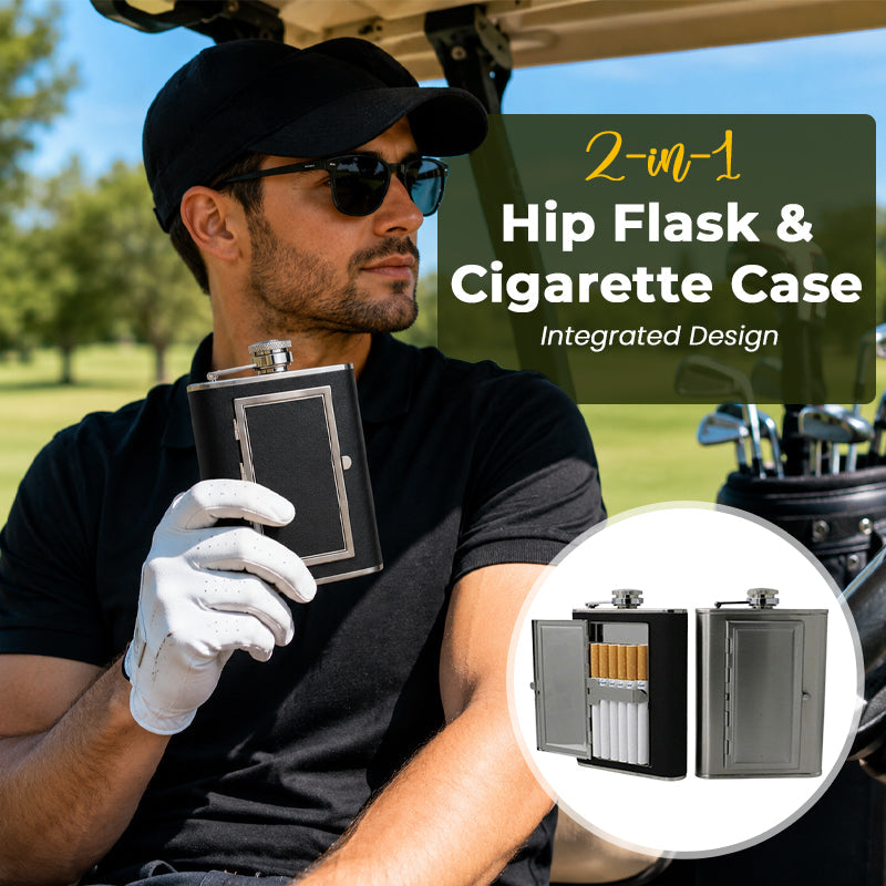 2-in-1 Hip Flask & Cigarette Case Integrated Design