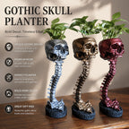 Gothic Skull Planter And Skeleton Vase Spooky Home Decor