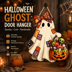 Patchwork Ghost Hanging Wooden Card