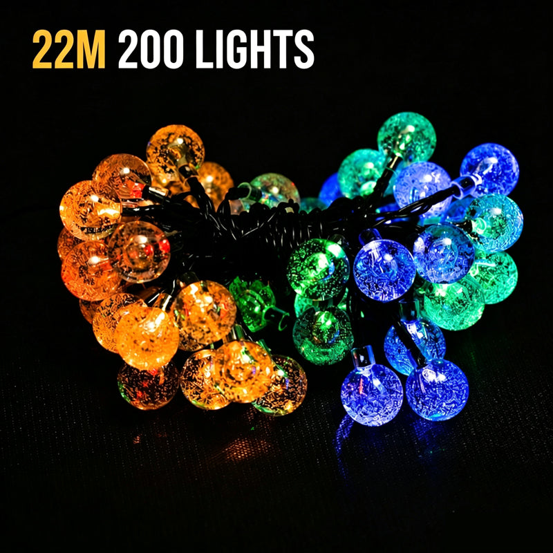 LED Solar Bubble String Lights Outdoor Waterproof Garden Lawn Holiday