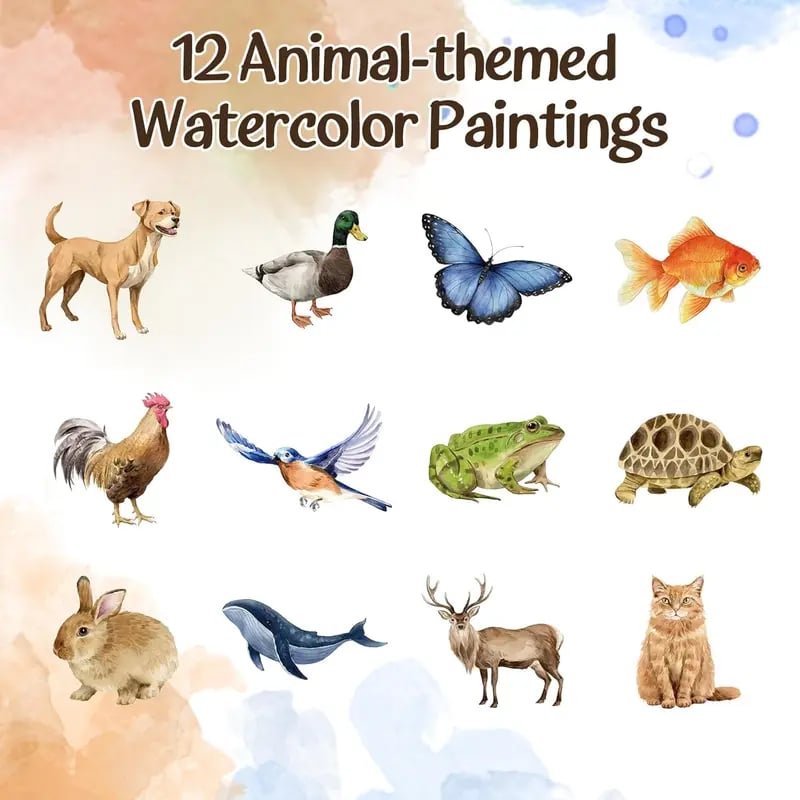 ✍️Beginner Watercolor Paint Set🎨Watercolor Animal Workbook