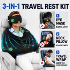 ✈️ 3-i-1 Resesovset – Ögonmask & Ergonomiskt Armstöd för Bekväm Sömn
