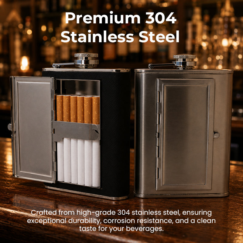 2-in-1 Hip Flask & Cigarette Case Integrated Design