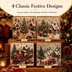 🎄🎅 Premium 3D Pearl Christmas Wall Art Kit | Luxury Flocked Canvas with Scratch-Resistant Non-Fading Pearl Beads DIY Holiday Decor ⛄️❄️