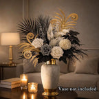 Luxury Black, White & Gold Artificial Floral Arrangement – Glam Home Centerpiece Decor