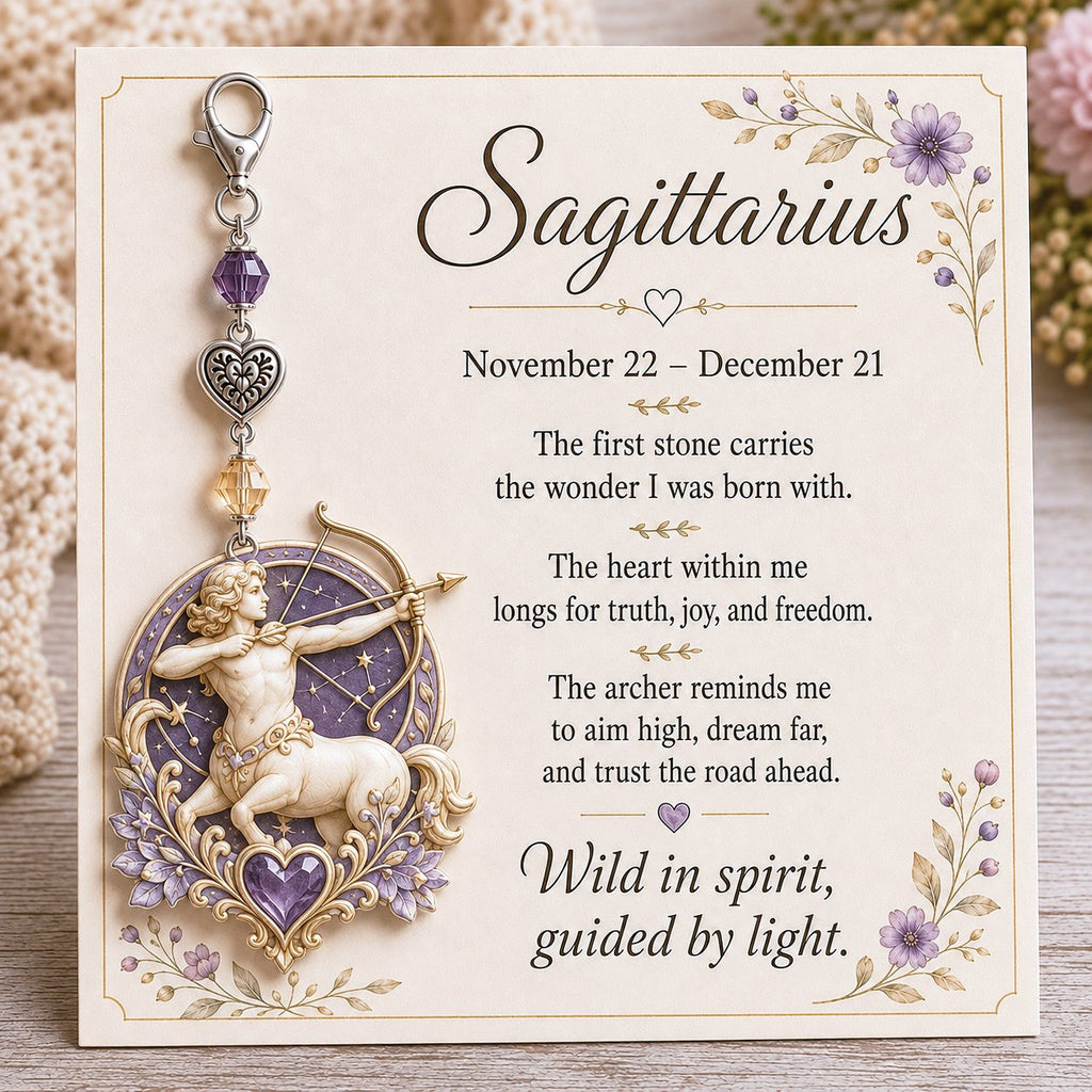 🌙12 Zodiac Birthstone Charm-minneskort