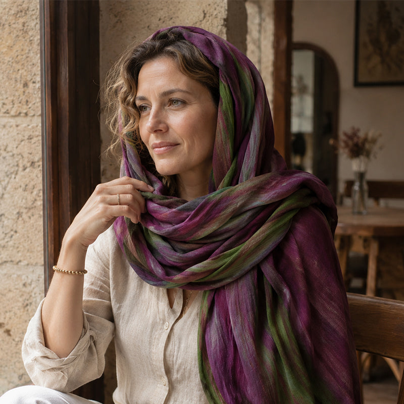 Ethnic Rainbow Tie-Dye Rayon Wrinkled Versatile Long Scarf - Bohemian Chic Hijab & Shawl