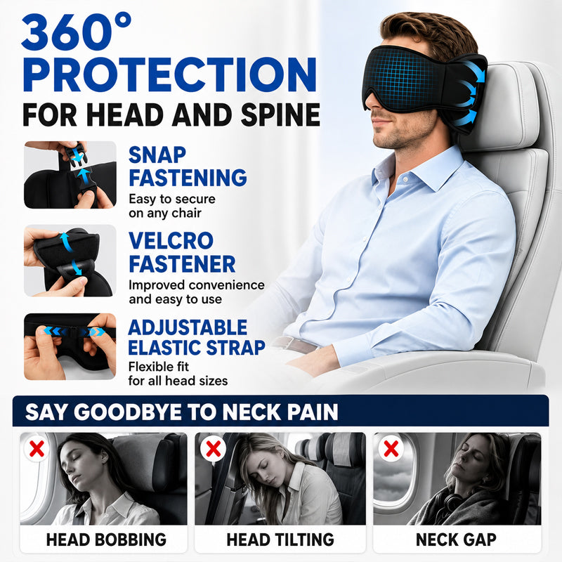 ✈️ 3-i-1 Resesovset – Ögonmask & Ergonomiskt Armstöd för Bekväm Sömn