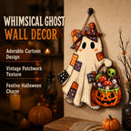 Patchwork Ghost Hanging Wooden Card