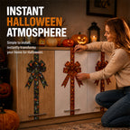 🎃Halloween Cabinet Bow Decoration-Funny Pumpkin Ribbon Wreath for Kitchen Cabinet