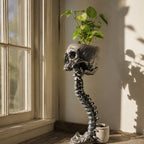 Gothic Skull Planter And Skeleton Vase Spooky Home Decor