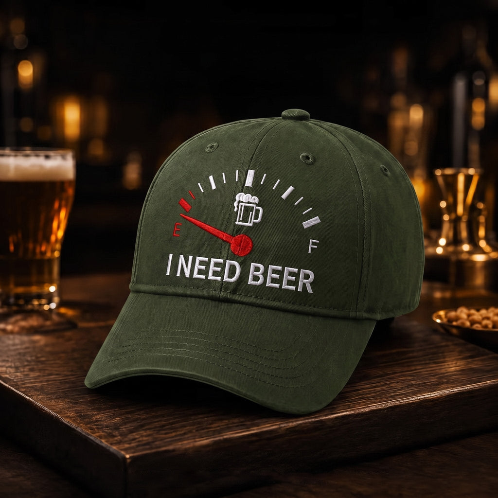 🍺 'JAG BEHÖVER ÖL' broderad basebollkeps – Unisex minneskeps 🧢