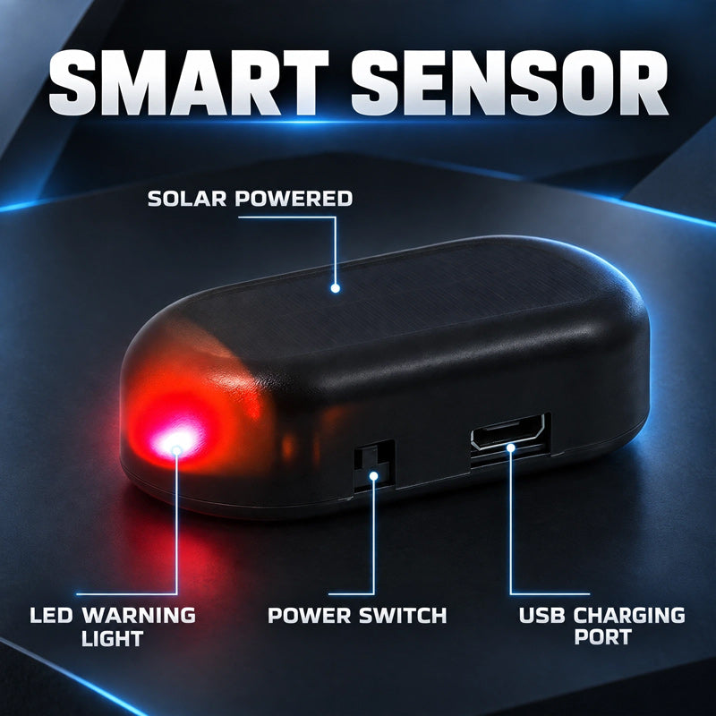 🚗 Solcellsdriven LED-varningslampa för bil – smart stöldskydd med blinkande ljus