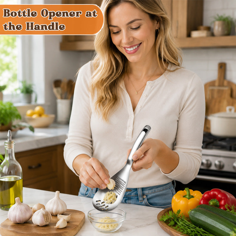 🥄 Multi-Function Grinding Spoon Strainer for Garlic, Ginger & Baby Food