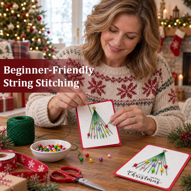 🎄🧵 Skapa din egen julhälsning – DIY-kit för vackra julkort med trådkonst! ✨🎁