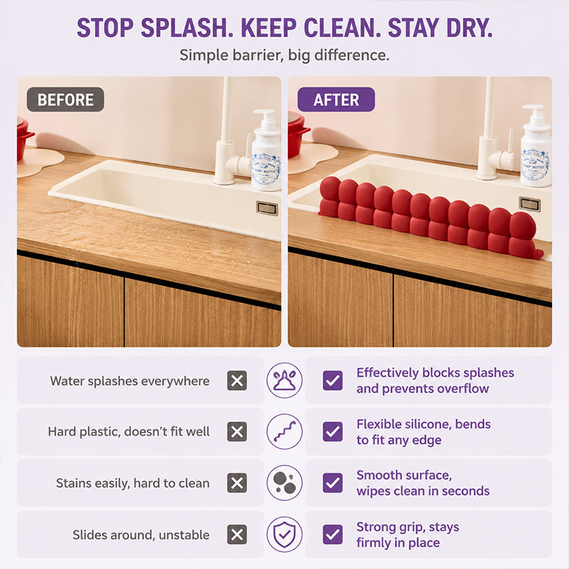 Silicone Sink Splash Guard Keep Your Kitchen Dry & Tidy