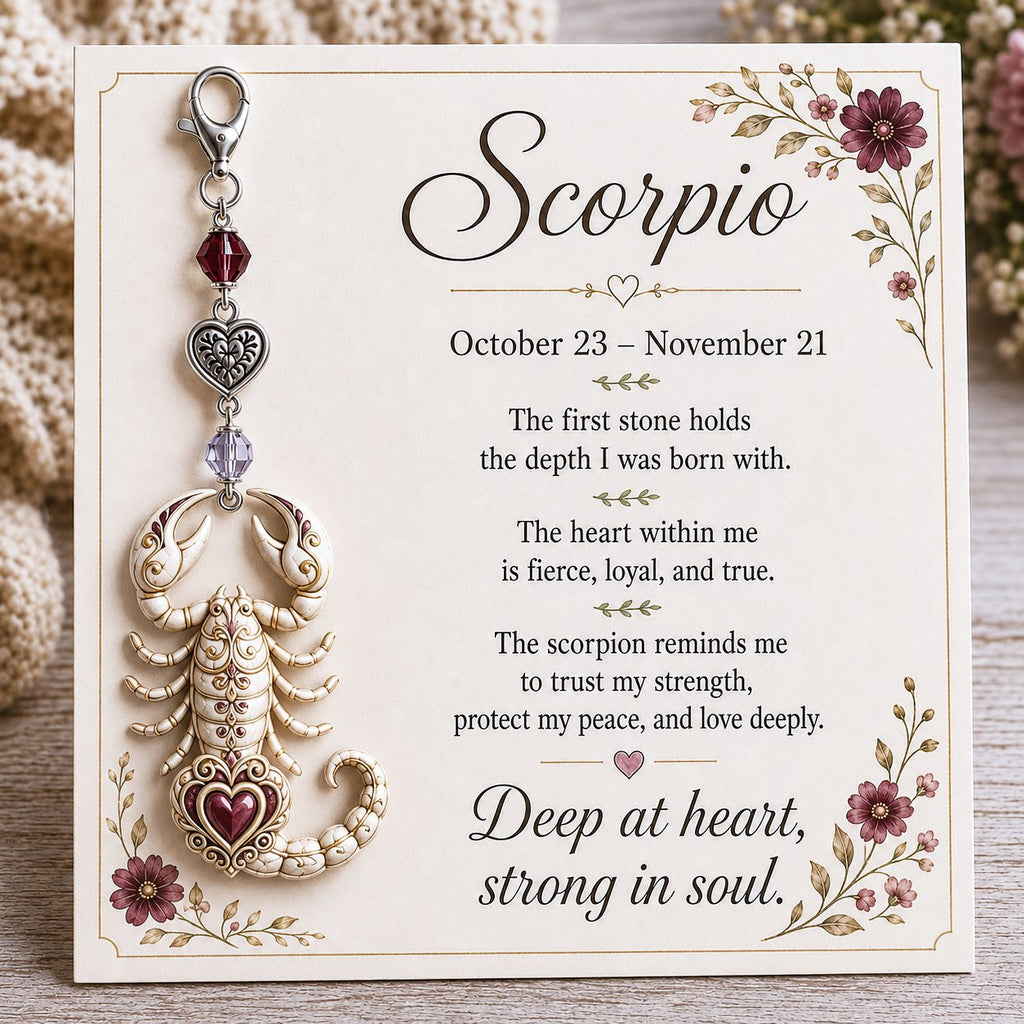 🌙12 Zodiac Birthstone Charm-minneskort