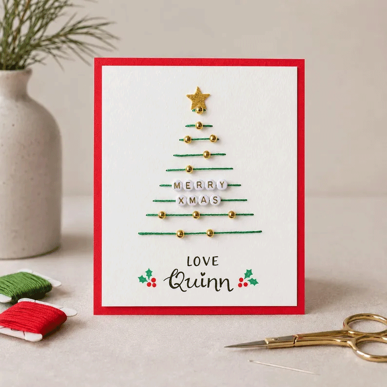 🎄🧵 Skapa din egen julhälsning – DIY-kit för vackra julkort med trådkonst! ✨🎁