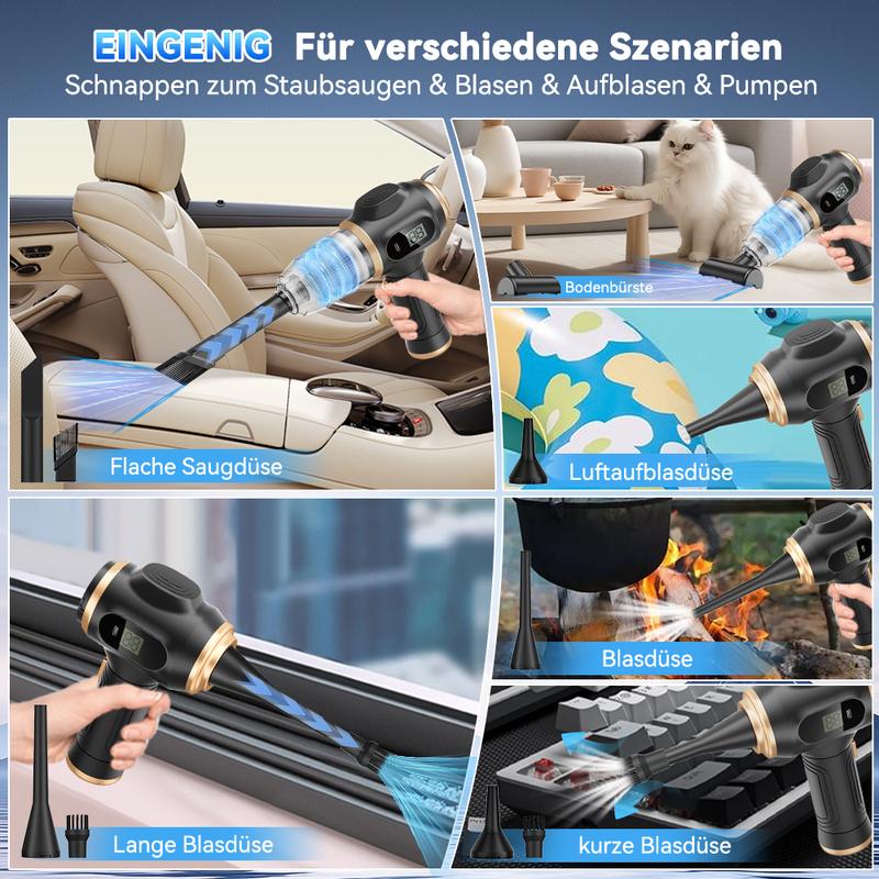 Cordless 4-in-1 Handheld Vacuum & Air Blower – Portable Rechargeable Cleaning Tool
