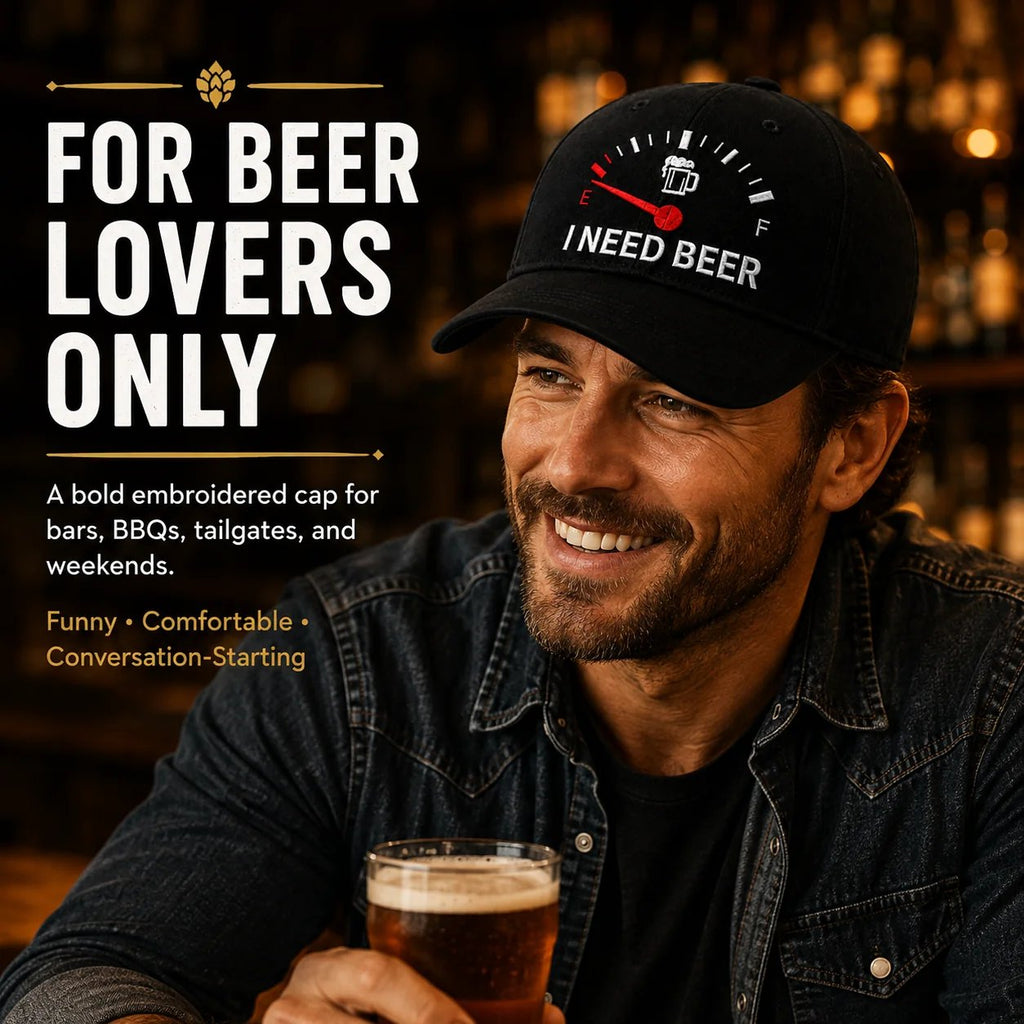 🍺 'JAG BEHÖVER ÖL' broderad basebollkeps – Unisex minneskeps 🧢