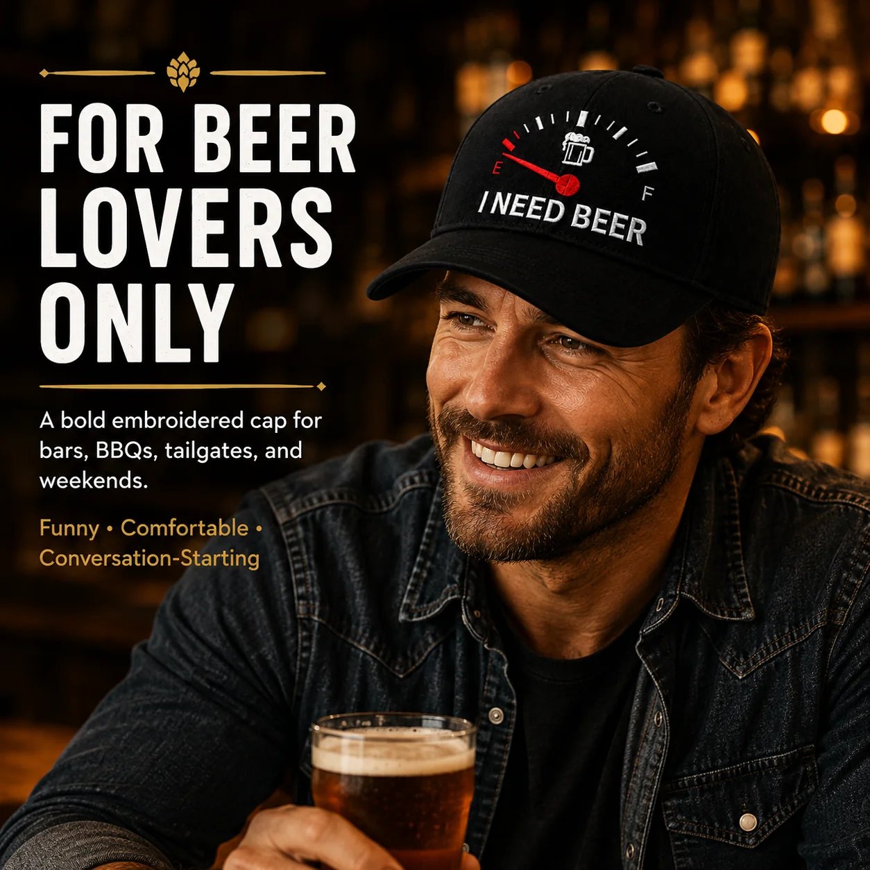🍺 'JAG BEHÖVER ÖL' broderad basebollkeps – Unisex minneskeps 🧢