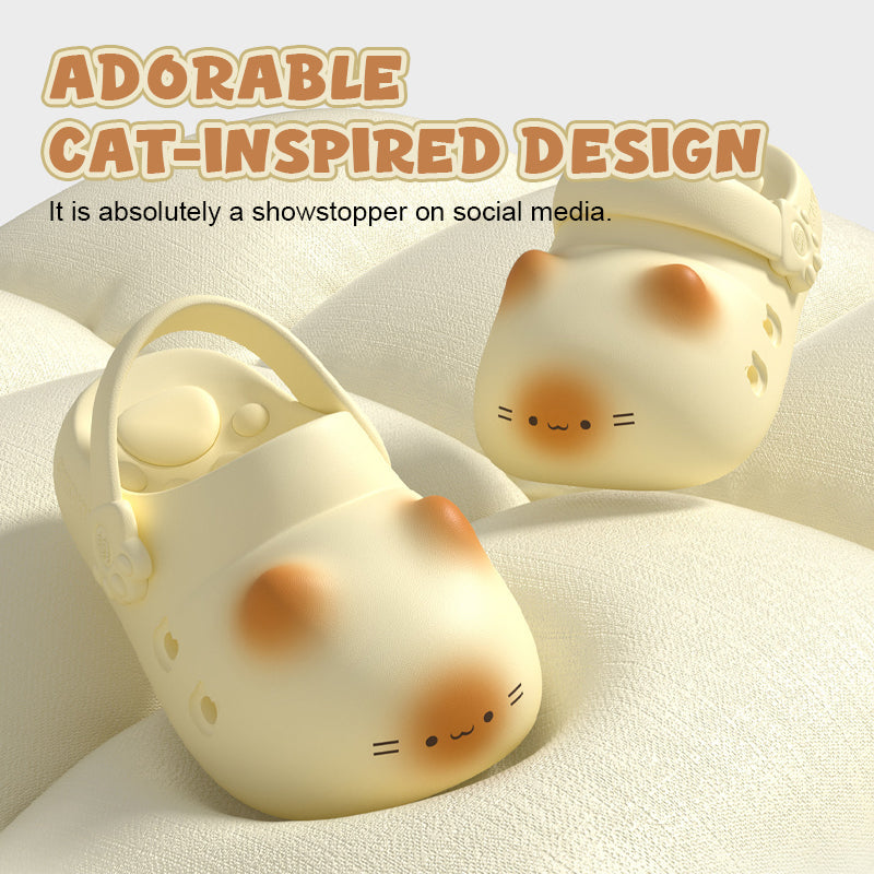 Cute Cat Paw Clogs - Unique Paw Print Slippers, EVA Massage Sandals, Non-Slip, Quick Dry, Two-Way Wear for Women & Cat Lovers
