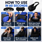 ✈️ 3-i-1 Resesovset – Ögonmask & Ergonomiskt Armstöd för Bekväm Sömn