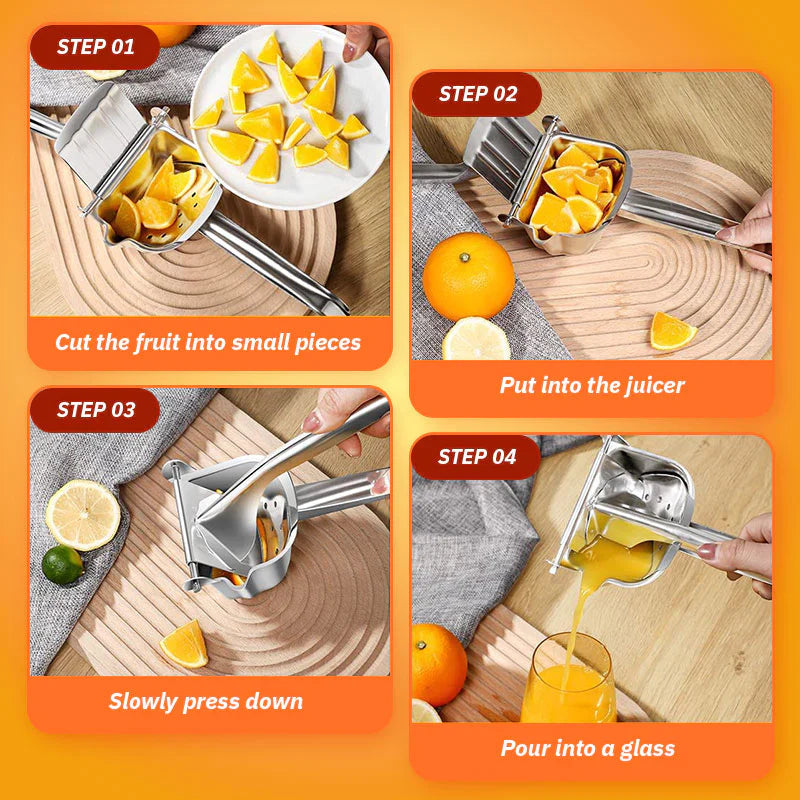 Exprimidor Manual de Acero Inoxidable para Jugos Frescos
