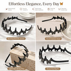 Women's Sparkling Butterfly Wave Headband – Volumizing Effect for a High Crown & Face-Washing Clip