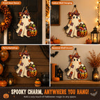 Patchwork Ghost Hanging Wooden Card