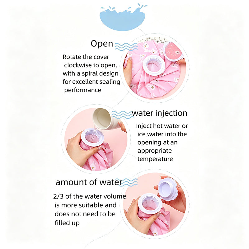Cartoon Water Injection Cold Compress Bag for Sprains, Physiotherapy, Cooling Fabric Ice Pack, Outdoor Household Portable Foldable Cold/Hot Pack