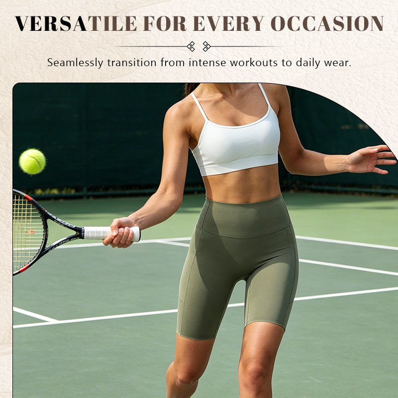 Halara UltraSculpt SoCinched High Waisted Tummy Control Side Pocket Shaping Training Biker Shorts