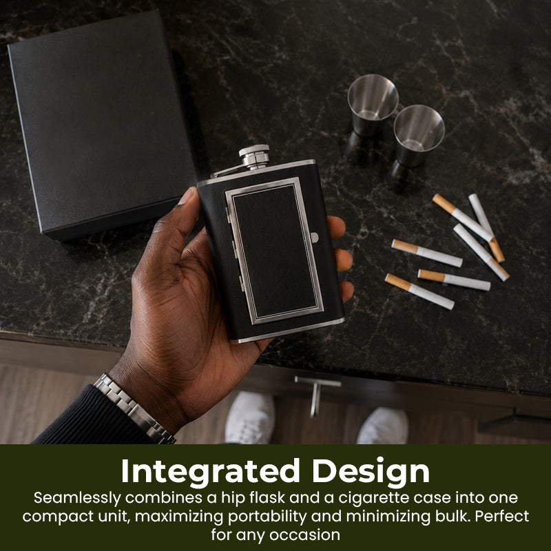 2-in-1 Hip Flask & Cigarette Case Integrated Design